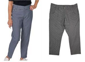 JoFit Navy / White Mini Check Playoff Golf Pants Back Split Size 16 Activewear